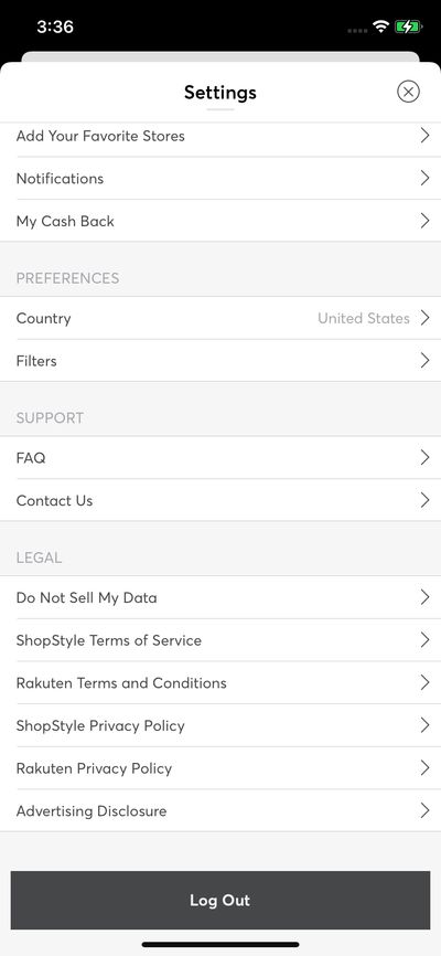 Settings screenshot 