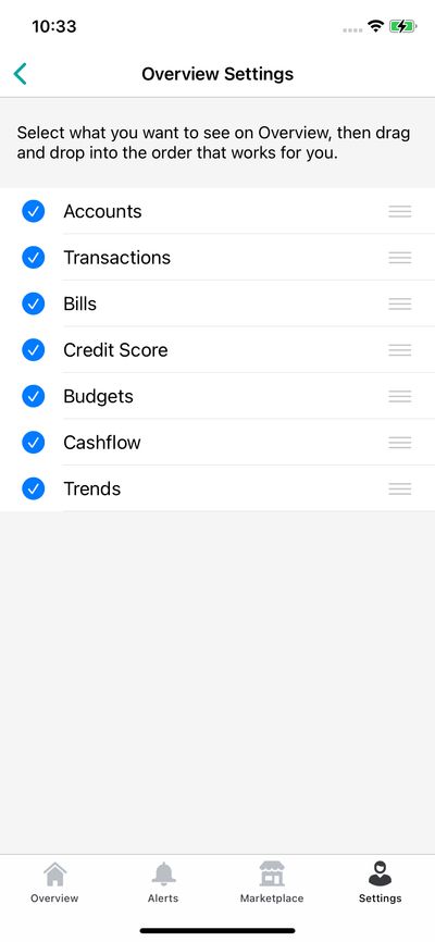 Settings screenshot 