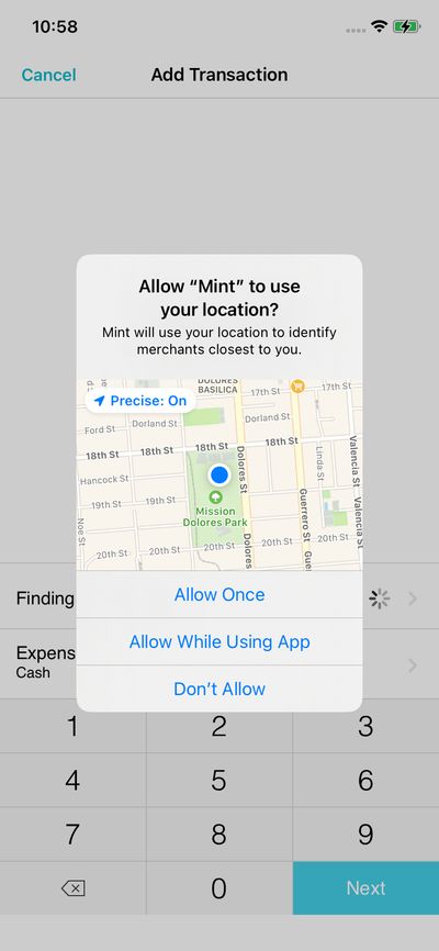 Permission screenshot 