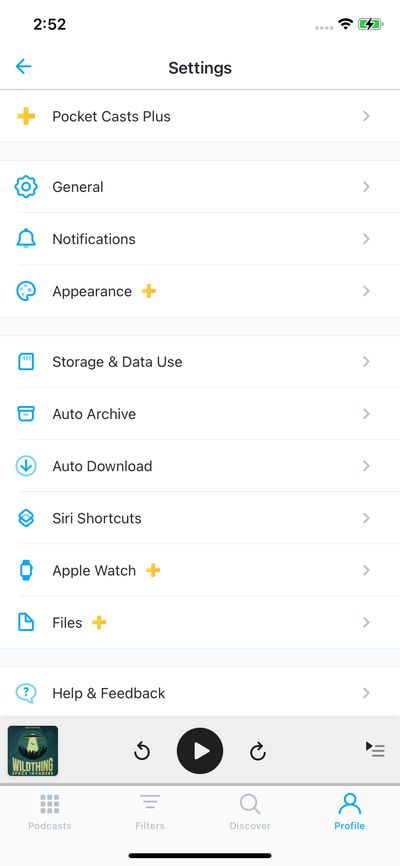 Settings screenshot 