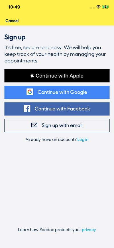Signups screenshot 