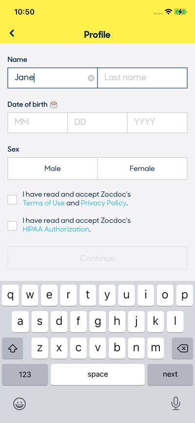 Signups screenshot 