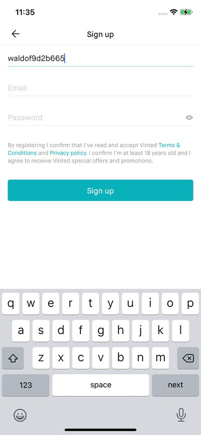 Signups screenshot 