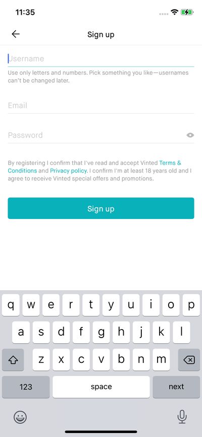 Signups screenshot 