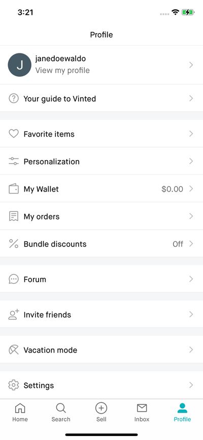 Profile & Account screenshot 