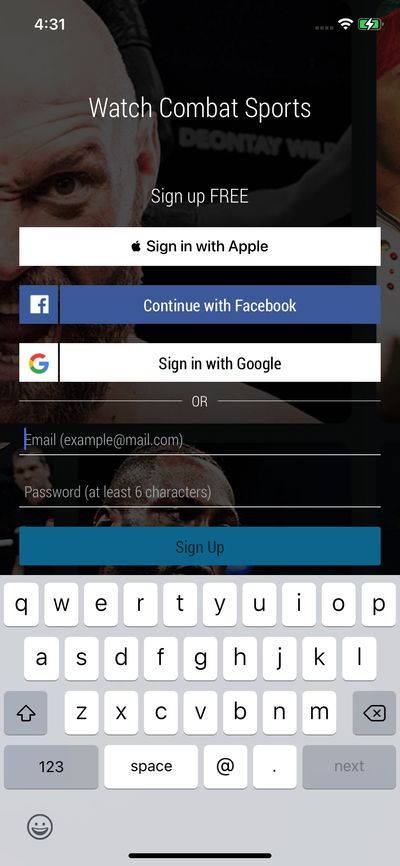 Signups screenshot 