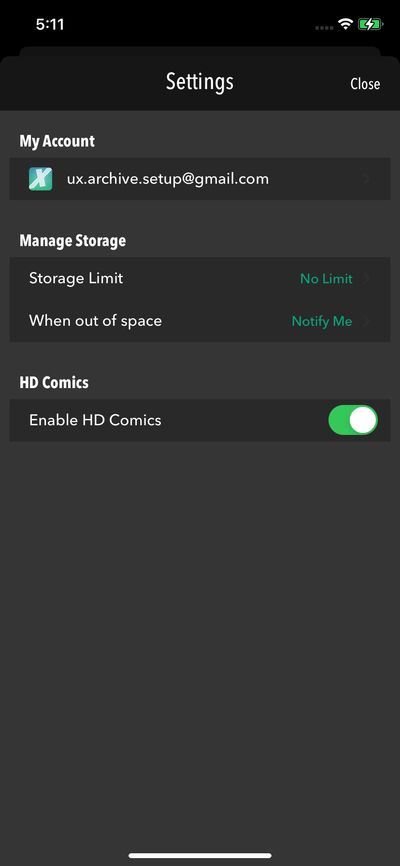 Settings screenshot 