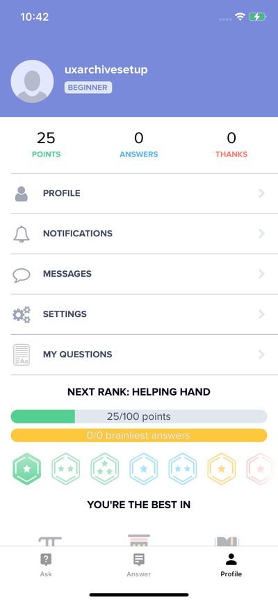 Profile & Account screenshot 