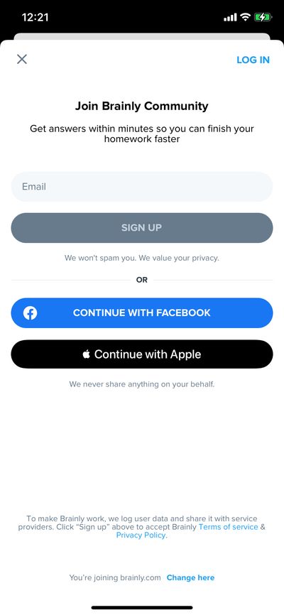 Signups screenshot 