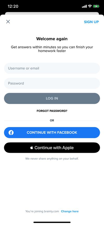 Signups screenshot 