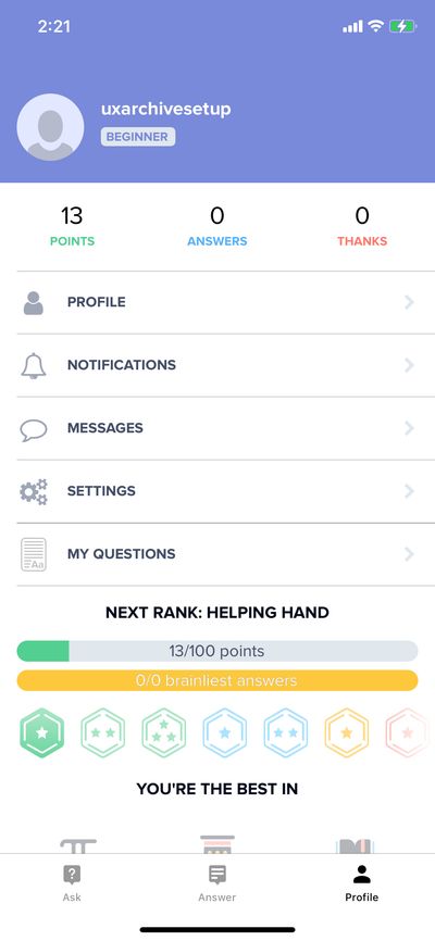 Profile & Account screenshot 