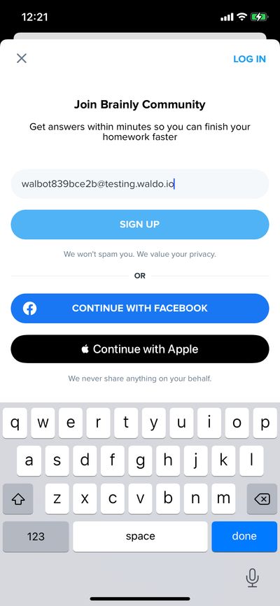 Signups screenshot 