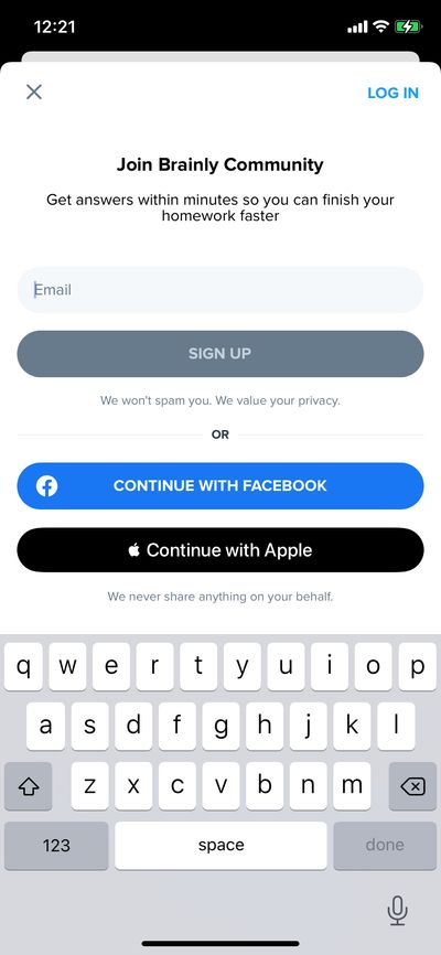 Signups screenshot 
