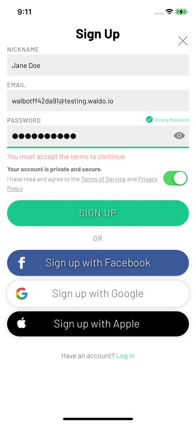 Signups screenshot 