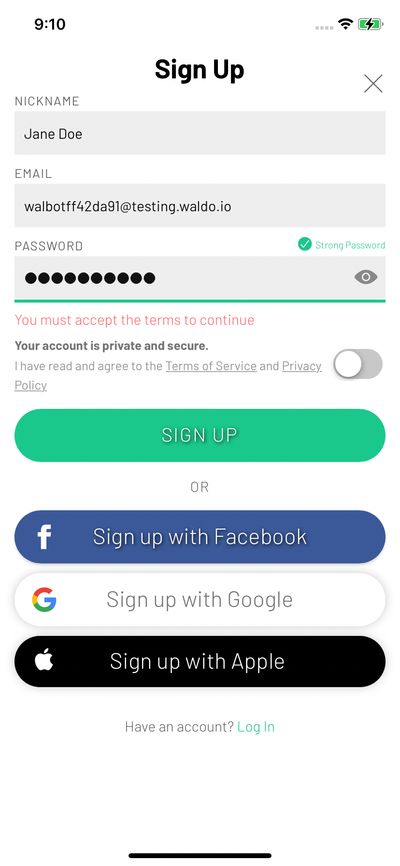Signups screenshot 