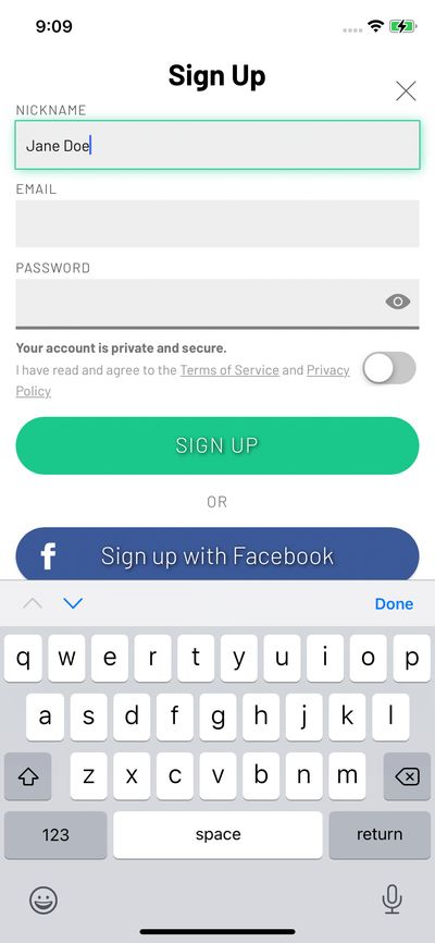 Signups screenshot 