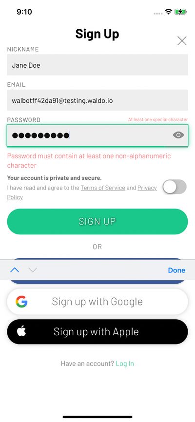 Signups screenshot 
