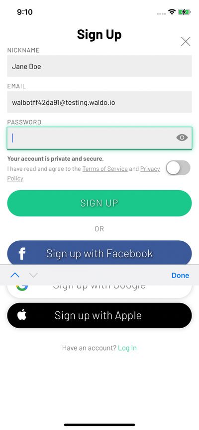 Signups screenshot 
