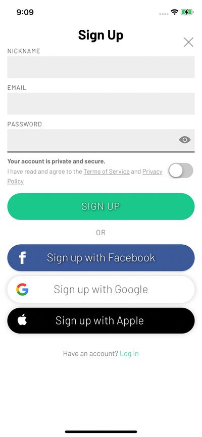 Signups screenshot 