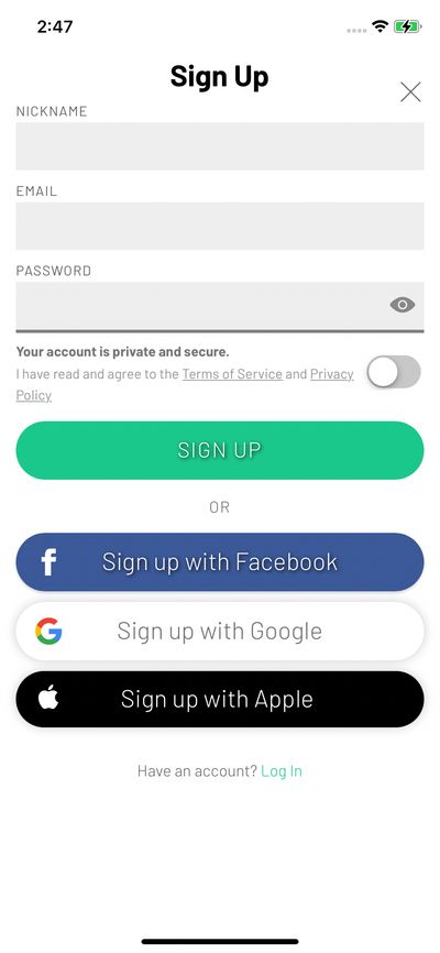 Signups screenshot 