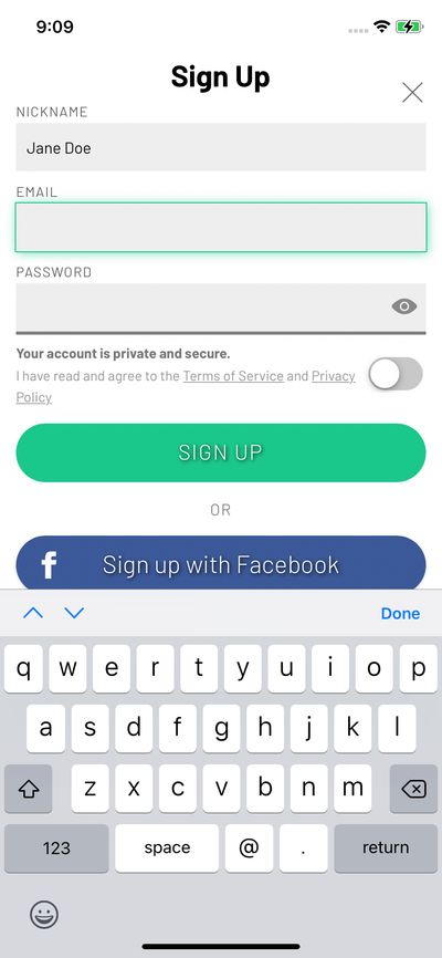 Signups screenshot 
