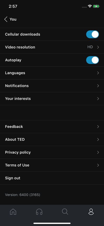 Settings screenshot 