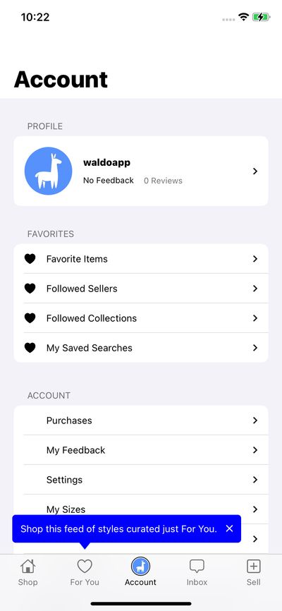 Profile & Account screenshot 