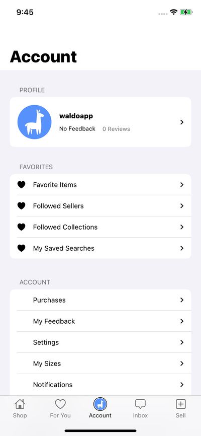 Profile & Account screenshot 