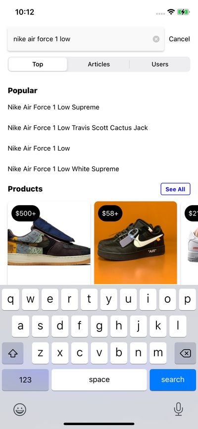 Search screenshot 