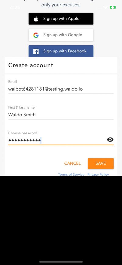 Signups screenshot 