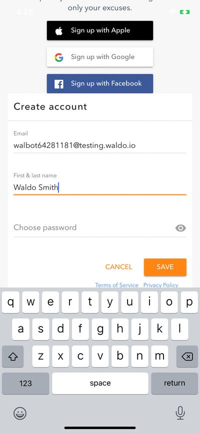 Signups screenshot 