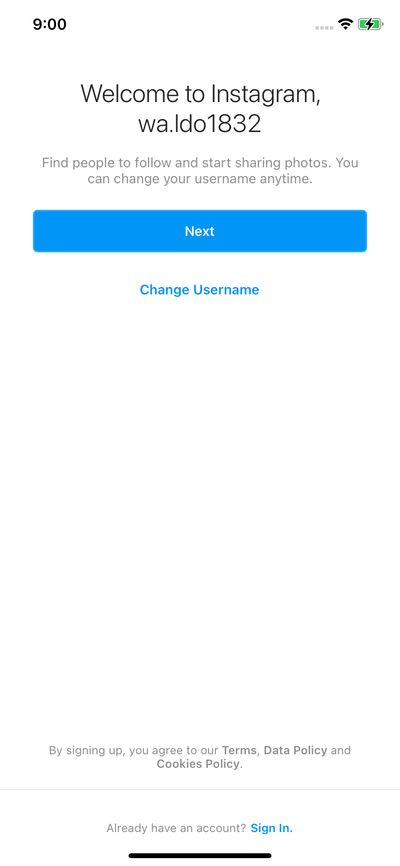 Acknowledgement screenshot 