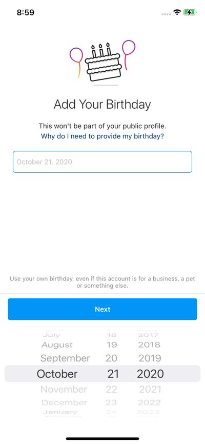 Signups screenshot 