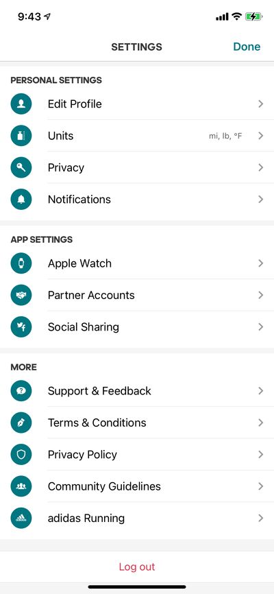 Settings screenshot 