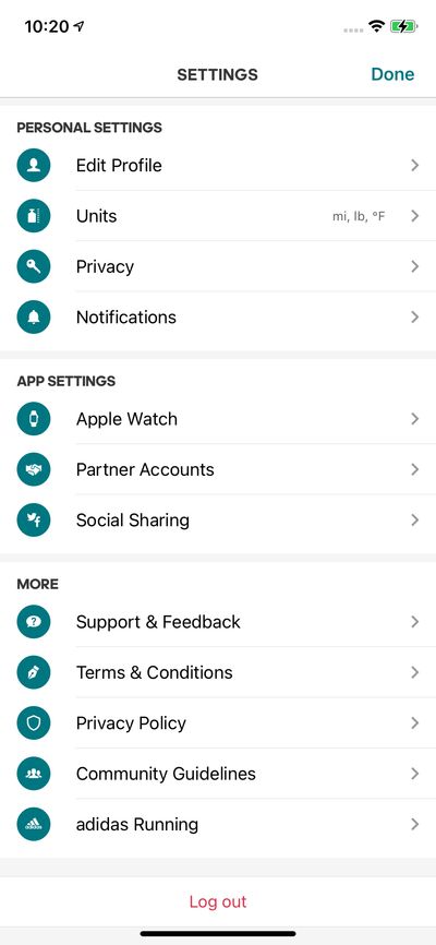 Settings screenshot 