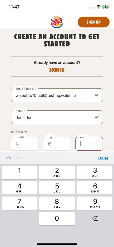 Signups screenshot 