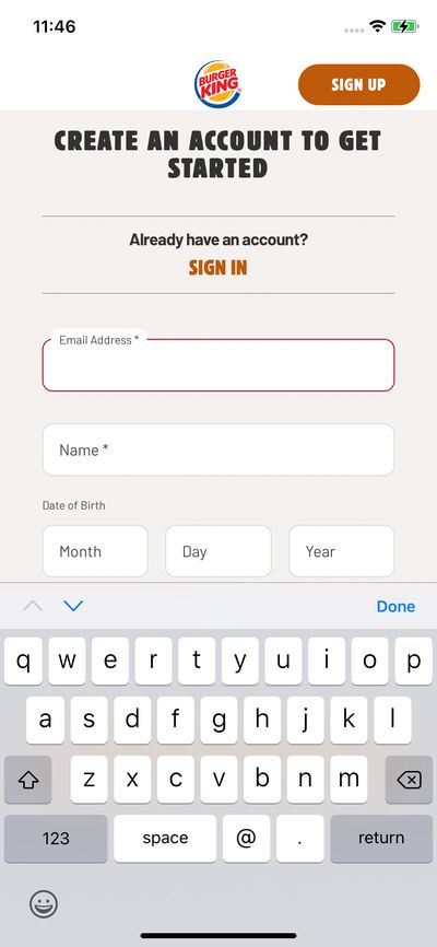 Signups screenshot 