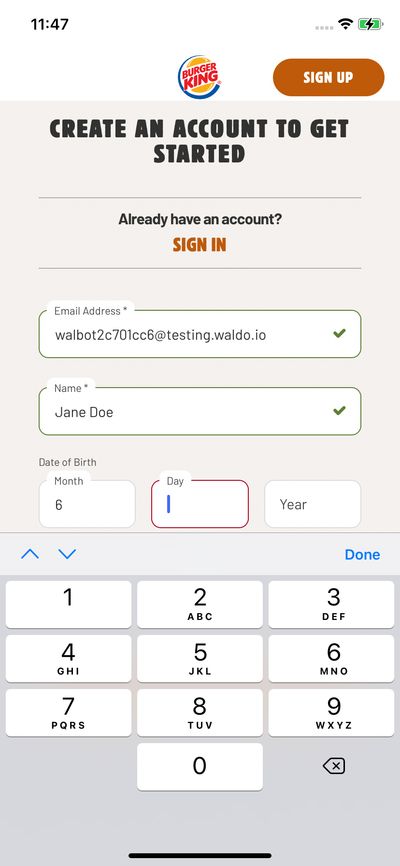 Signups screenshot 