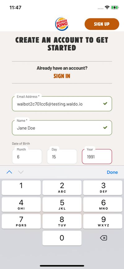 Signups screenshot 