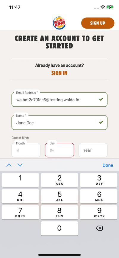 Signups screenshot 