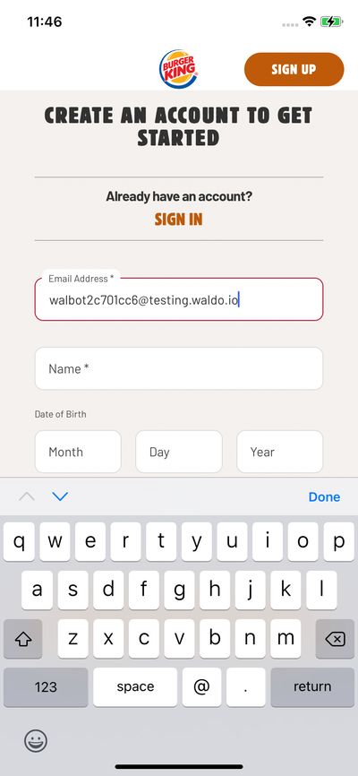 Signups screenshot 