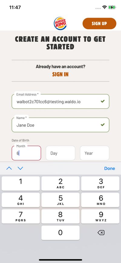 Signups screenshot 