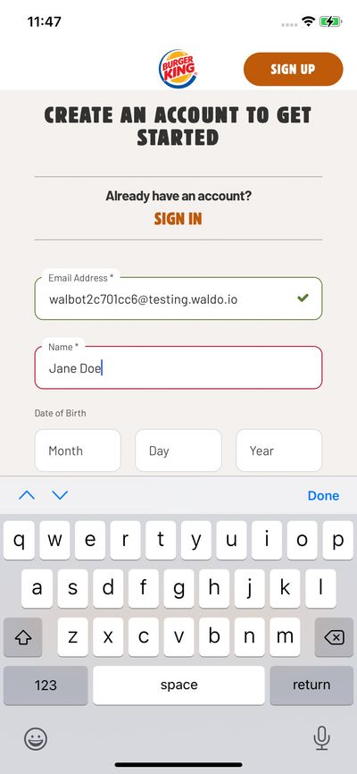 Signups screenshot 