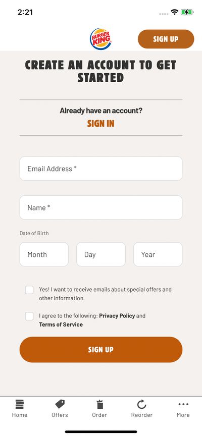 Signups screenshot 