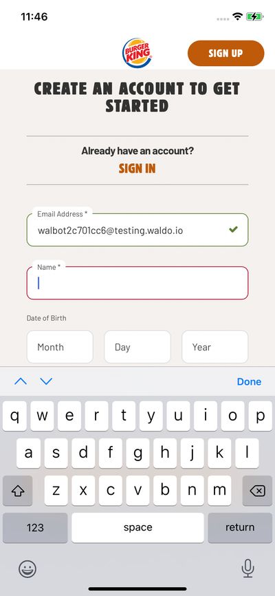 Signups screenshot 