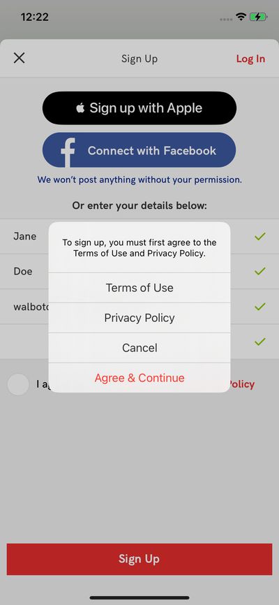 Privacy & Terms screenshot 