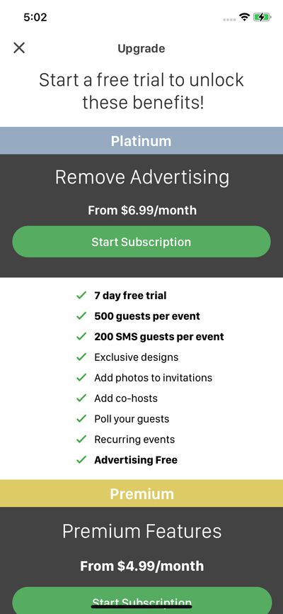 Subscription screenshot 