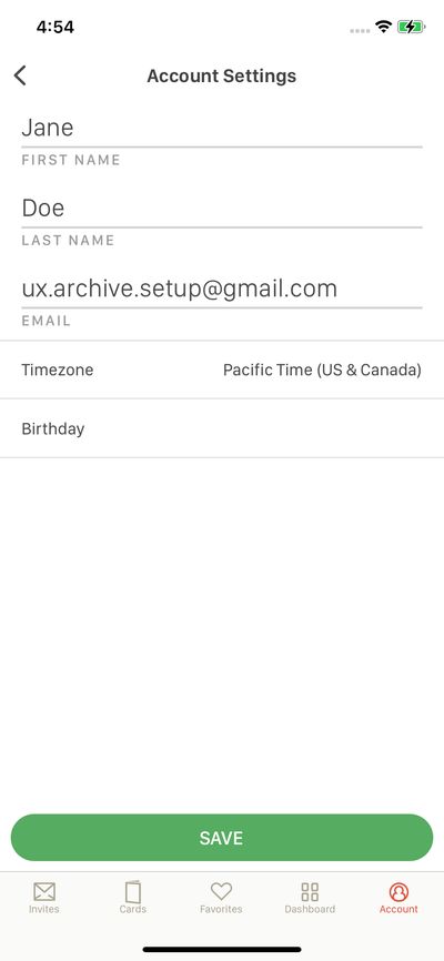 Settings screenshot 