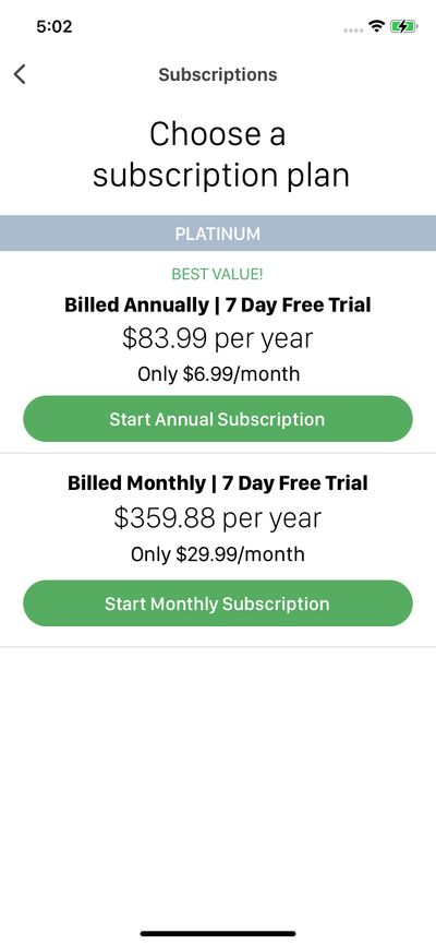 Subscription screenshot 
