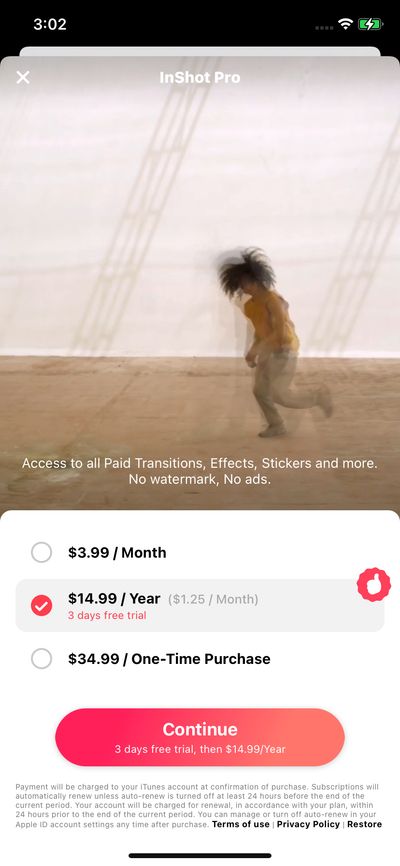Subscription screenshot 